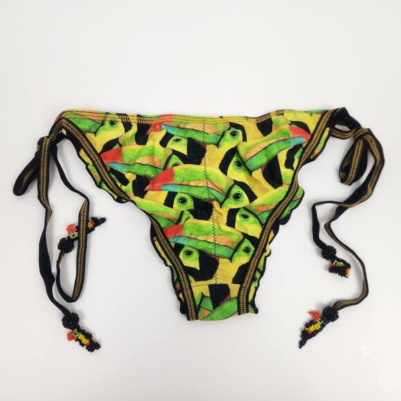 Agua Bendita Tucan Bikini Bottom Size Large NWT Tie Sides Adjustable Ruched - Picture 6 of 8
